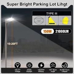 200W LED Shoebox Area Light Outdoor Street Parking Lot Pole Fixture Dusk To Dawn