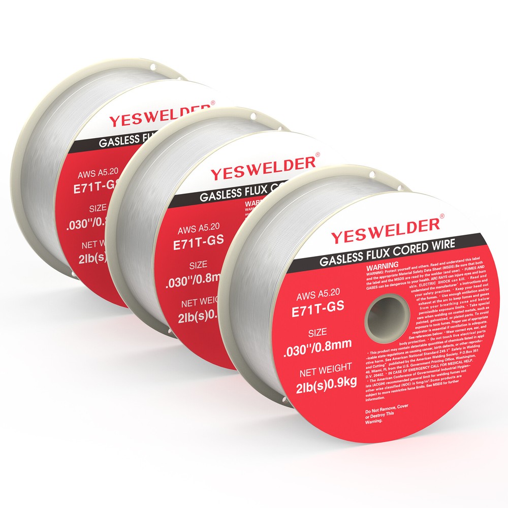 Flux Core Gasless Mig Wire, Mild Steel-E71TGS .030″ 0.8mm-2 Lbs Spool (3 Rolls)