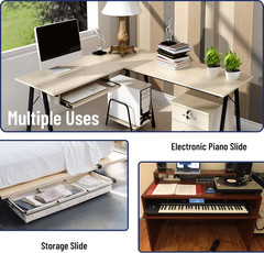 14″ Keyboard Slide Heavy Duty Ball Bearing Slides Computer Tray Under Desk Rails
