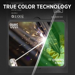 DIN 4/5-9/9-13 Auto Darkening Welding Helmet, True Color, 4 Arc Sensors