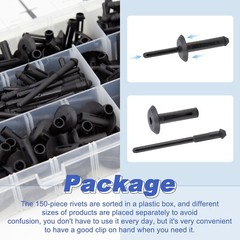150x Plastic Pom Pop Rivets Set Assortment Pop Poly Bevel Round Head Blind Rivet