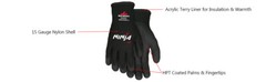 1- Ninja Ice Insulated Cold Weather Warm Winter Safety Palm Coated WORK GLOVES