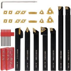 21 PCS Kit,Indexable Lathe Turning Tool,1/2″ 12mm Shank,7Pcs Metal 0.5 inches