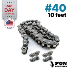 #40 Roller Chain x 10 feet + 2 Connecting Links + Same Day Expedited Shipping