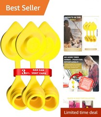 3pcs Yellow Gas Can Vent Caps – Can Vents For Plastic Cans & Metal Fuel Jugs,…