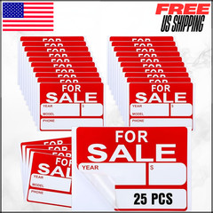 Sale Signs for Car 9×12″ Waterproof Plastic Adhesive Vehicle House Sign 25PC
