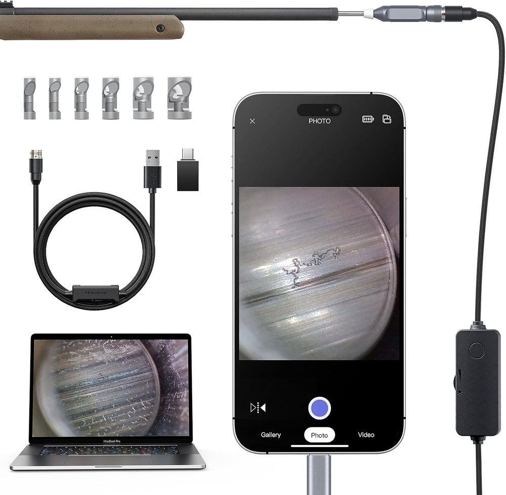 0.2-inch Diameter Probe Rifle Borescope with 26-inch Rigid Steel Probe & Lights