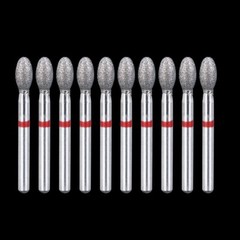 10Pcs Dental Diamond Burs FOOTBALL 379-023F FINE RED DEFEND Friction Grip