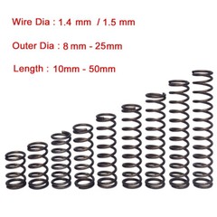 10Pcs Wire Dia 1.4/1.5mm Compression Spring OD 8-25mm Y Type Small Springs Steel