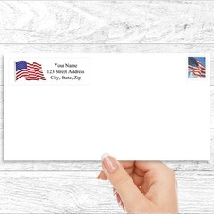 400 Personalized Return Address Labels Stickers 1/2 x 1 3/4 Waving American Flag