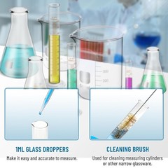 14Pcs Lab Flask Glass Measuring Glass Set: Beakers & Cylinders Lab Drying Rack