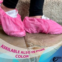 Disposable Waterproof Shoe Cover Nonwoven PP, Anti-Skid, Case of 400 Blue & Pink