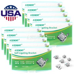 AZDENT Dental Metal Self-Ligating Brackets Braces Mini Roth.022 345 Hooks USA