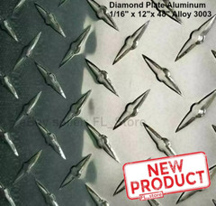 1/16″ Thick Diamond Plate 12″ Wide x 48″ Long Polished Aluminum Alloy 3003 NEW