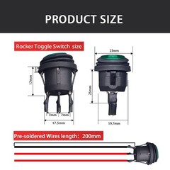 4Pcs Waterproof Rocker Switch 12V Round Toggle Switch SPST 3pin ON Off Green …
