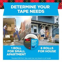 Scotch Heavy Duty Shipping Tape, 6 Rolls/Pack, 1.88″ x 54.6 yds, Clear (38506)..