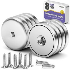 8 Pack Neodymium Magnet Cup 100 LBS Strong Rare Earth Magnets with Countersun…