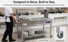 Commercial Food Warmer, 1800W Professiona Electric Steam Table 5 Trays + 2 Pots