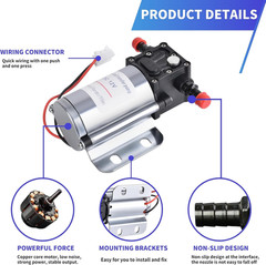 12V Electric Fuel Transfer Pump Kit For Gas Diesel w/ Hose Clips Cables 120GPH