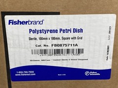(500/Cs) FISHERBRAND 100mm x 100mm PS Square Petri Dishes w/ Grid FB0875711A