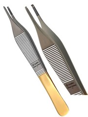 German T/C Adson Tissue Forceps 1×2 Rat Tooth,Brown ,Serrated Teeth Surgical Ins