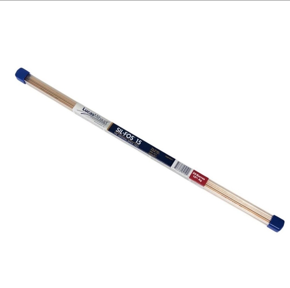 1 Lb Lucas Milhaupt Sil Fos Silvaloy 15% Silver Solder 28 brazing rods 95150