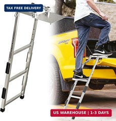 Pickup Truck Tailgate Ladder, Rust-Proof Stainless Steel Structure, Adjustable U