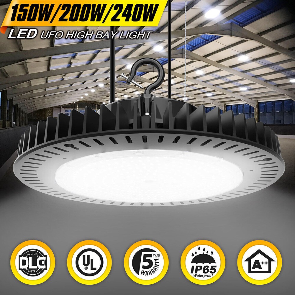 LED High Bay Light 240W 200W 150W Adjustable 4500K-5700K Dimmable Warehouse Lamp