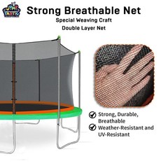 14FT Trampoline Net Replacement – 6 Straight Poles, 71in Height, UV Resistant
