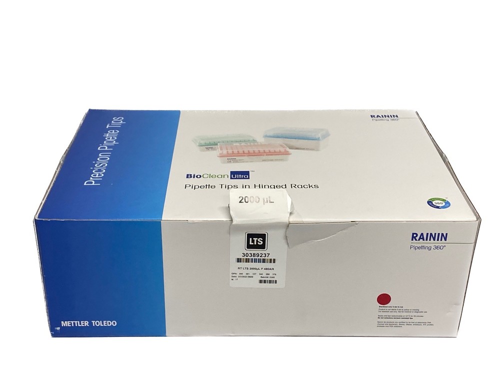 (480) METTLER RAININ 2000uL BioClean Ultra RT LTS Pipette Tips 8×60 30389237