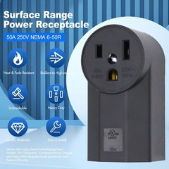 NEMA 6-50R Receptacle 50A 2-Pole 3-Wire Surface Mount Power Receptacle，250V