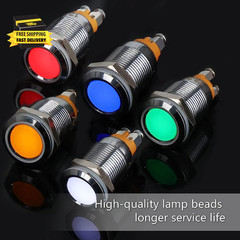 Indicator Light 12Mm 1/2″ Waterproof IP67 Metal Signal Lamp 12V AC/DC LED Pilot