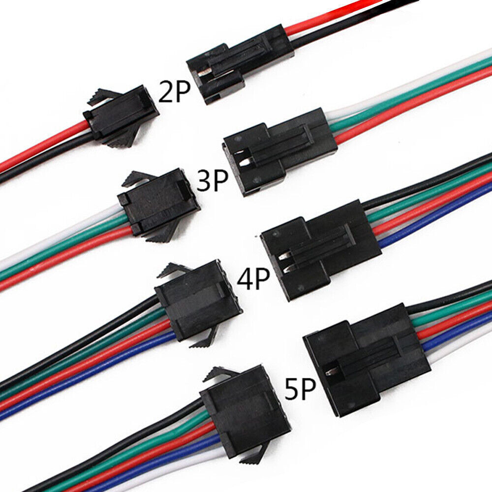 2pin 3pin 4pin 5pin Male Female Extension 22AWG LED Strip JST SM Plug Connector