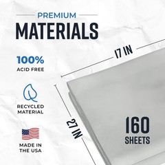 Bryco Goods Newsprint Packing Paper Sheets 160 (27″ x 17″), Gray-White