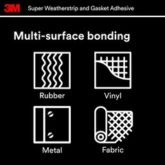 Black Super Weatherstrip and Gasket Adhesive, 08008, 5 Fl Oz, 1 per Pack