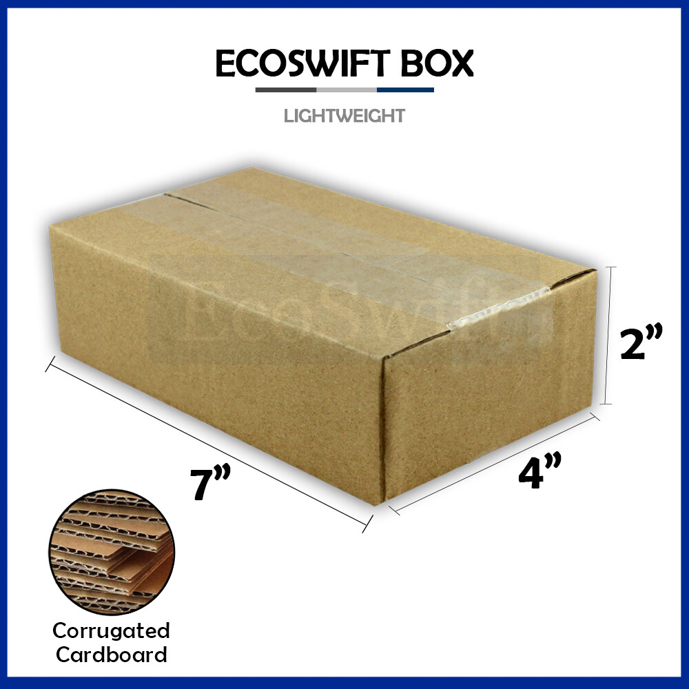 1-Box 7x4x2 EcoSwift Cardboard Packing Moving Shipping Box Corrugated Carton