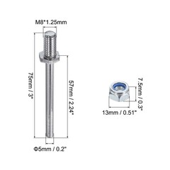 3Pcs Landing Gear Steel Axle 0.2 Inch 3 Inch M8 Shaft with Nuts for RC