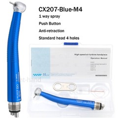 US COXO YUSENDENT Dental High Speed M4 4 Holes Handpiece Push Button CX207-Blue