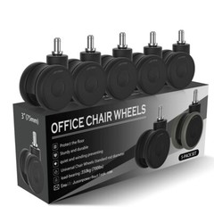 5Pcs Office Chair Caster Rubber Swivel Wheels Replacement Heavy Duty 3 inch