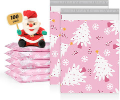 Christmas Poly Mailers 10X13 Inch 100 Pack Shipping Bags for Clothes,Self Adhesi