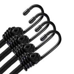 8mm HEAVY DUTY BLACK MARINE GRADE BUNGEE CORD Tarp Tie Down Strap 12-20-30-40″