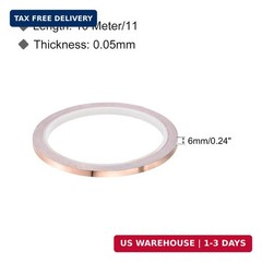 PATIKIL Copper Tape 0.24 Inch x 11 Yards 0.05 Thick Copper Foil Tape Single Side