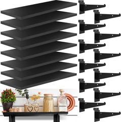 8 Pack Wooden Slatwall Shelf, 15.7 X 5.9 Inch Slatwall Shelves with Metal Bracke