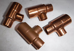COPPER PLUMBING FITTINGS 3/4 x 1/2 x 1/2 REDUCING TEE C x C x C 4 PACK O203-22