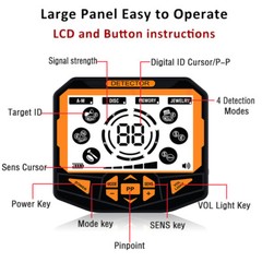 LCD Display Metal Detector Gold Digger Finder 10″ IP68 Waterproof Search Coil