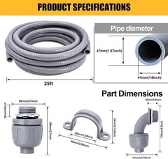 1-1/2″ 25FT Liquid-Tight Conduit Kit Flexible w/ Fittings