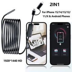 8LED Endoscope Borescope HD Inspection Camera Scope For iPhone 17/16/15 Android