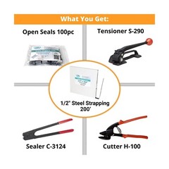 IDL Packaging Portable 1/2″ x 200′ Steel Strapping Kit, 1100 lbs Break Strength