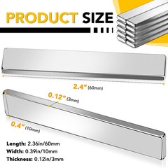 DIYMAG Neodymium Magnets, 6 Pack Strong Magnetic Bar with 60x10x3mm, Silver