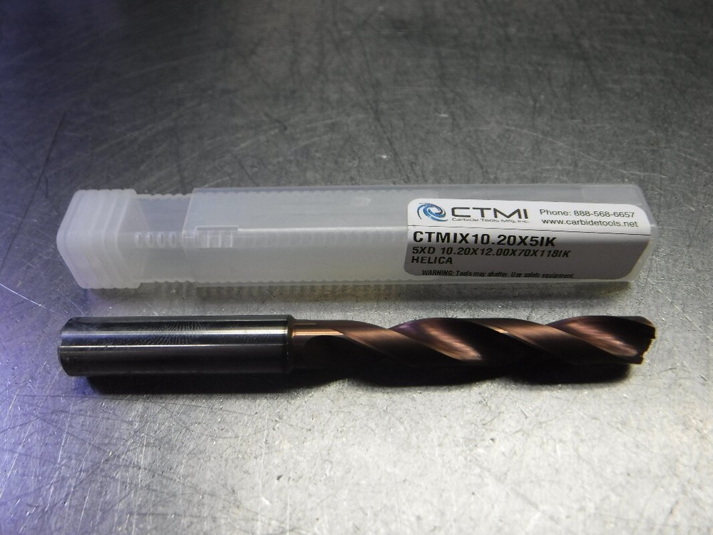 CTMI 10.20mm Coolant Thru Carbide Drill 5XD 10.20×12.0x70x118IK HELICA (LOC3238A